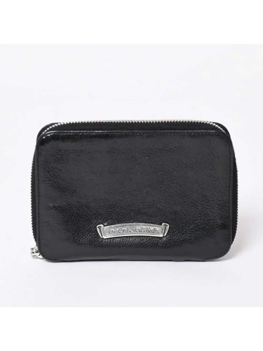 Chrome Hearts Bifold Wallet Bank Rover Leather Black 925 Sterling Silver